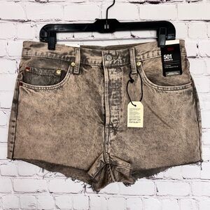 LEVI'S PREMIUM 501 High Rise Button-Fly Gray Denim Cut-Off Shorts--NWT--32